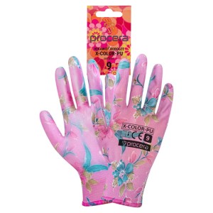 Rękawice powlekane poliuretanem X-Color PU kwiatowy wzór